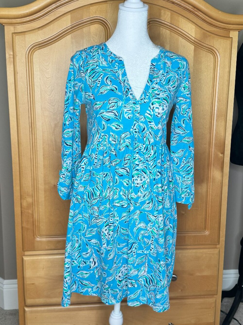 Lilly Pulitzer Loran Swing Dress  Size XS Turquoise Oasis Outta Line